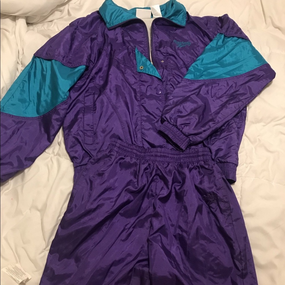 90s Vintage Reebok Purple Green Tracksuit Set